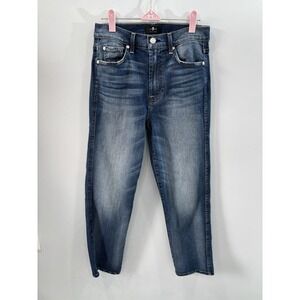 7 For All Mankind Jeans 27 High Rise Cropped Straight Medium Wash Denim Women